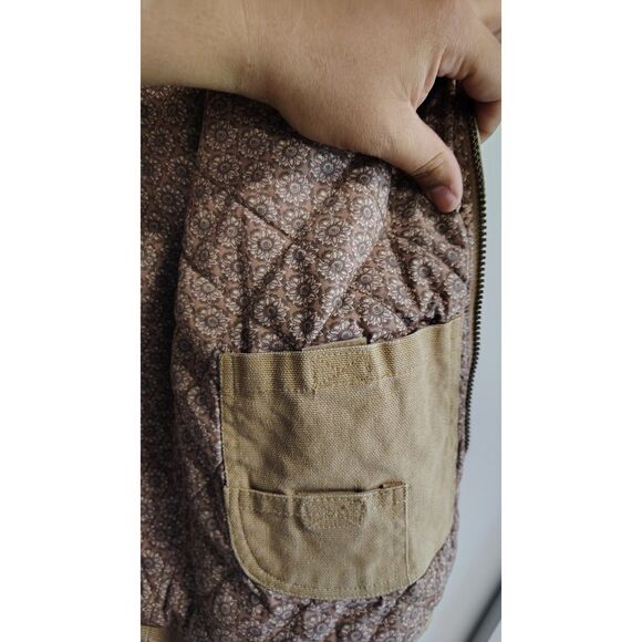 Outback Trading Co Women's XL Tan Floral Lining Zip-Up Ranch Jacket - Picture 5 of 9